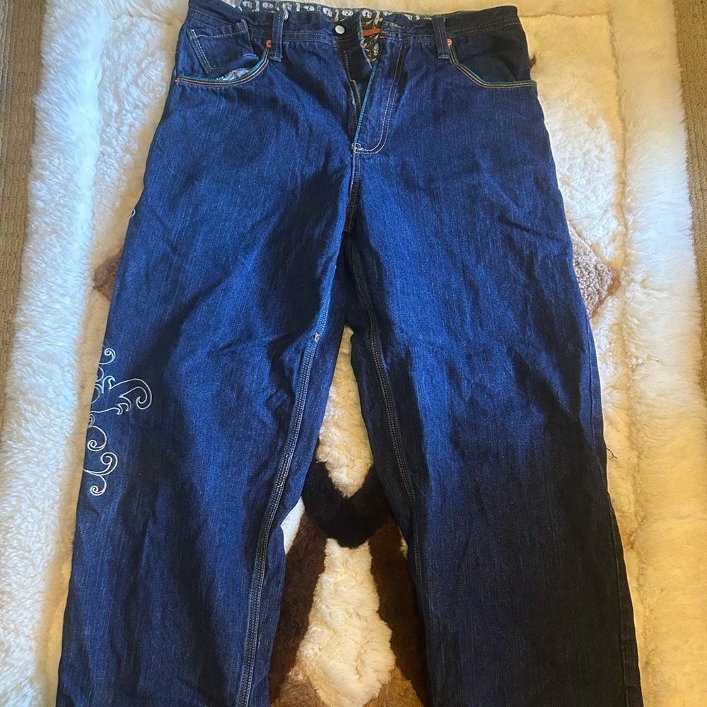 Men’s y2k embroidered skull baggy jeans